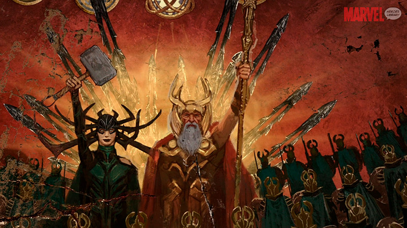 Hela and Odin Painting