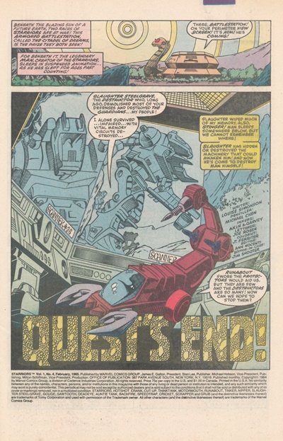 Page #1 from Starriors (1984 series) #4
